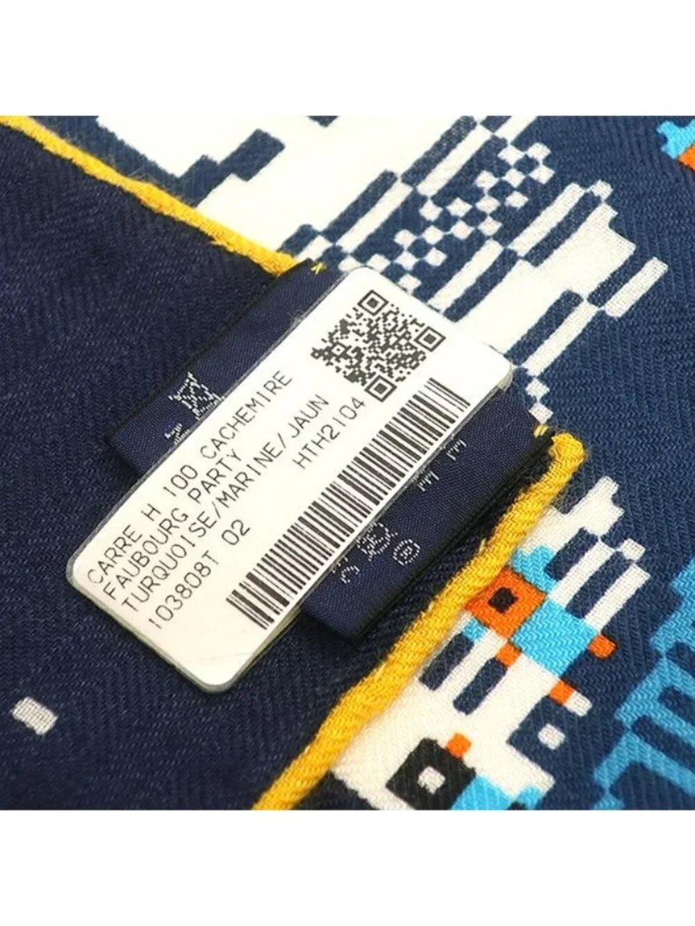 Hermes Scarf Carre Silk Turquoise Marine Jaune Faubourg